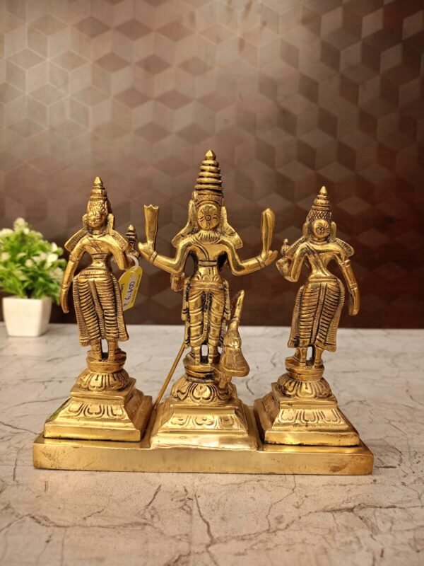 Buy Brass Murugan, Valli, Deivanai Statue 6.5″ Antique Showroom Trichy - Image 2