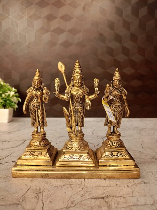 Buy Brass Murugan, Valli, Deivanai Statue 6.5″ Antique Showroom Trichy - Image 4