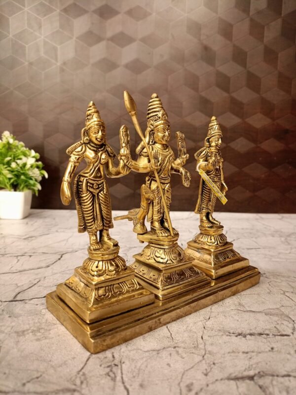 Buy Brass Murugan, Valli, Deivanai Statue 6.5″ Antique Showroom Trichy - Image 5