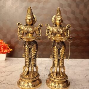 Buy Brass Paavai Diya Pair Idol- 11.5″ Antique Showroom Trichy