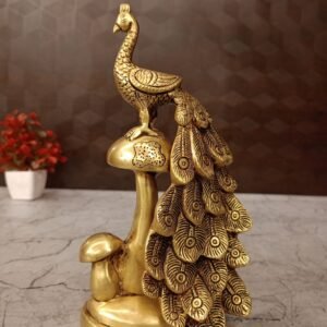 Buy Brass Peacock Sitting On Mushroom idol 8.5″ Antique Showroom Trichy