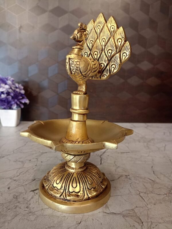 Buy Brass Peacock With 7 face Diya Antique Showroom Trichy - Image 2