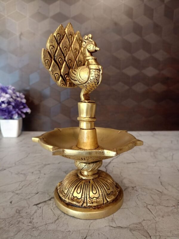 Buy Brass Peacock With 7 face Diya Antique Showroom Trichy - Image 3
