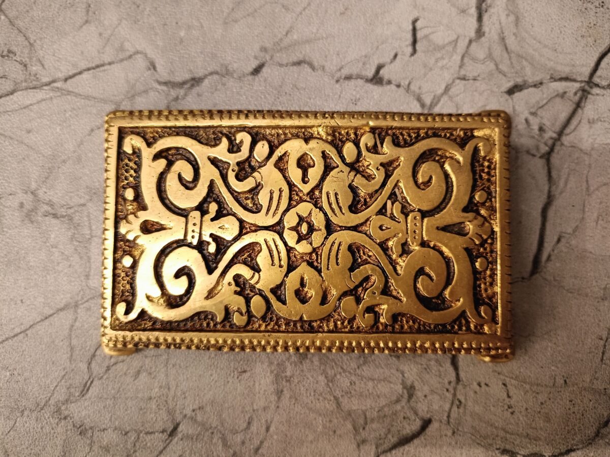 Buy Brass Rectangle Chowki Statue For Pooja 1″ Antique Showroom Trichy - Image 2