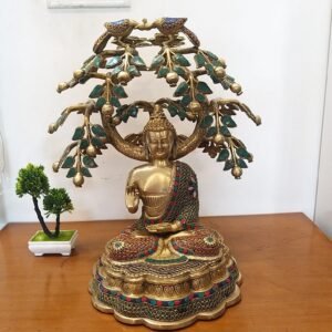 Buy Brass Stone Work Tree Buddha Blessing Idol Big- 22″ Antique Showroom Trichy
