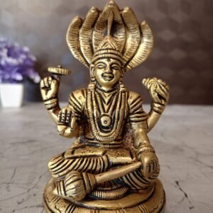 Buy Brass Vishnu Sitting On Base 5″ Antique Showroom Trichy