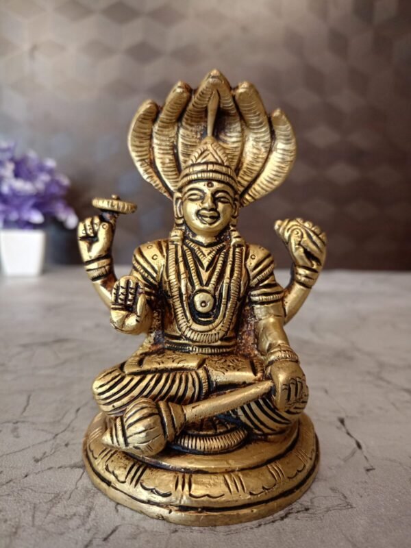 Buy Brass Vishnu Sitting On Base 5″ Antique Showroom Trichy