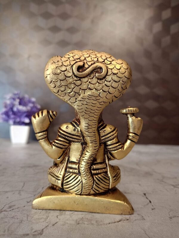 Buy Brass Vishnu Sitting On Base 5″ Antique Showroom Trichy - Image 4
