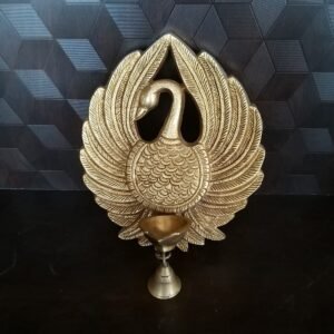 Buy Brass Wall Hanging Peacock with Diya and Bell Antique Finish Idol- 9″ Showroom Trichy