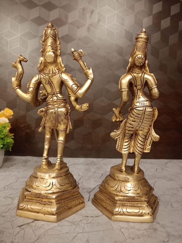 Buy Lord Shiva and Parvati Brass Statue 11" Antique Showroom Trichy - Image 2