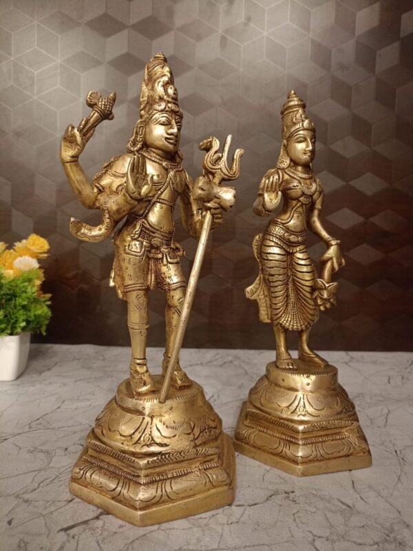 Buy Lord Shiva and Parvati Brass Statue 11" Antique Showroom Trichy - Image 3