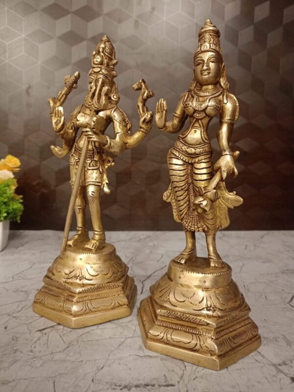 Buy Lord Shiva and Parvati Brass Statue 11" Antique Showroom Trichy - Image 4