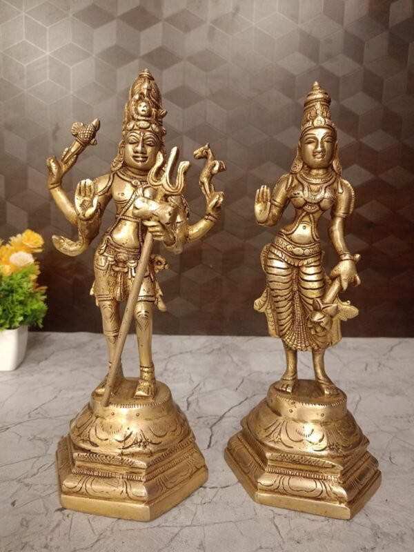 Buy Lord Shiva and Parvati Brass Statue 11" Antique Showroom Trichy