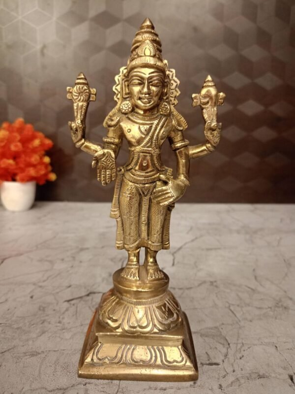 Buy Lord Vishnu Brass Idol 7.8″ Antique Showroom Trichy