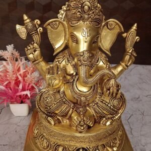 Buy Brass Ashta Ganesha Sitting On Square base 13" Antique Showroom Trichy