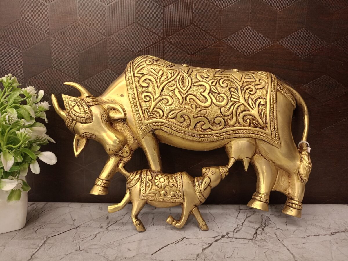 Buy Brass Cow And Calf Wall Mount 8″ Antique Showroom Trichy