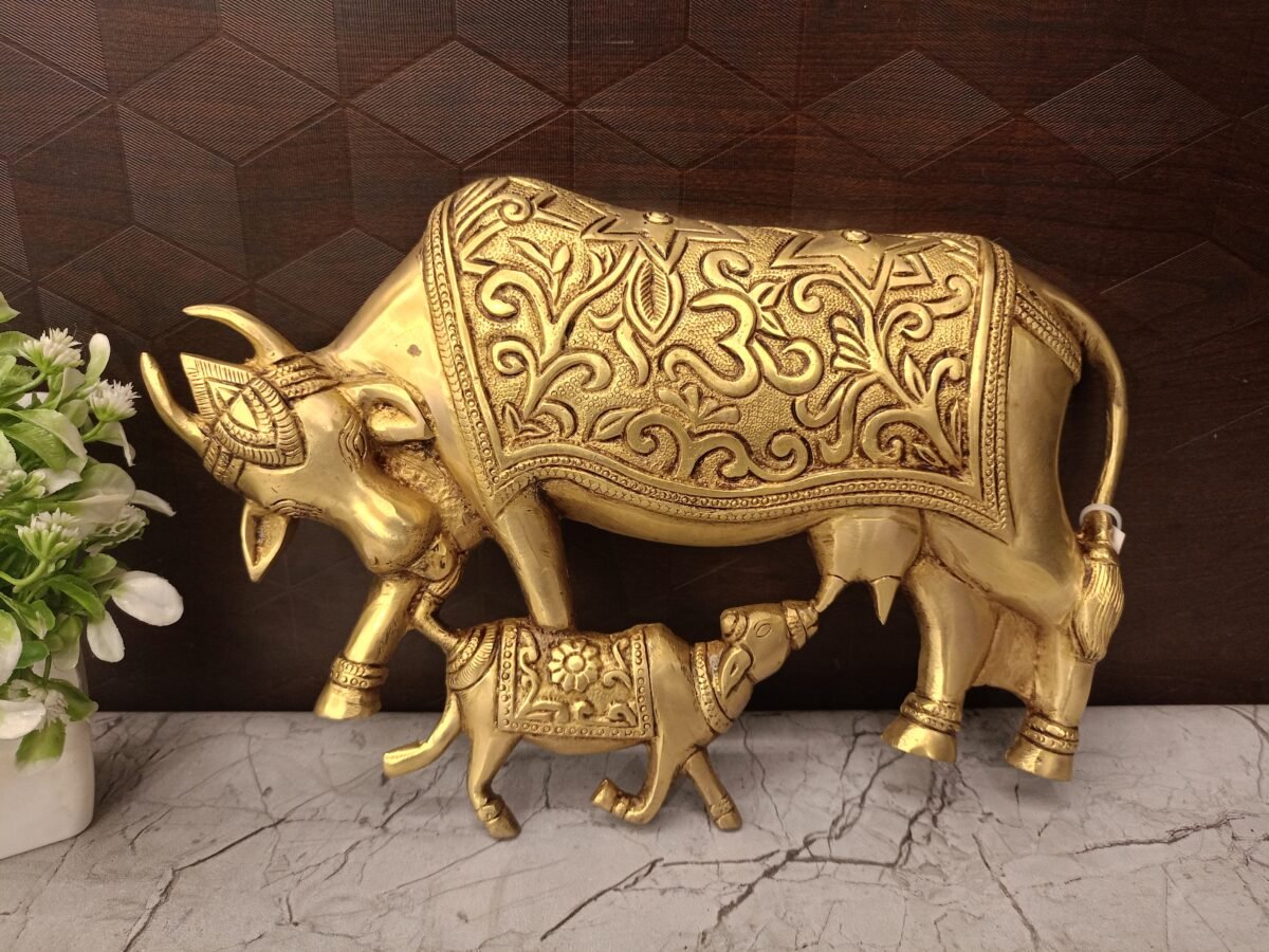 Buy Brass Cow And Calf Wall Mount 8″ Antique Showroom Trichy - Image 2