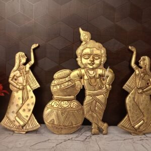 Buy Brass Krishna With Decor Lady Wall Mount 10″ Antique Showroom Trichy