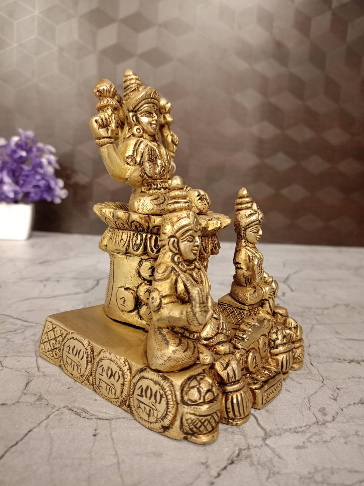 Buy Brass Lakshmi Kubera Statue with coins-6″ Antique Showroom Trichy - Image 3