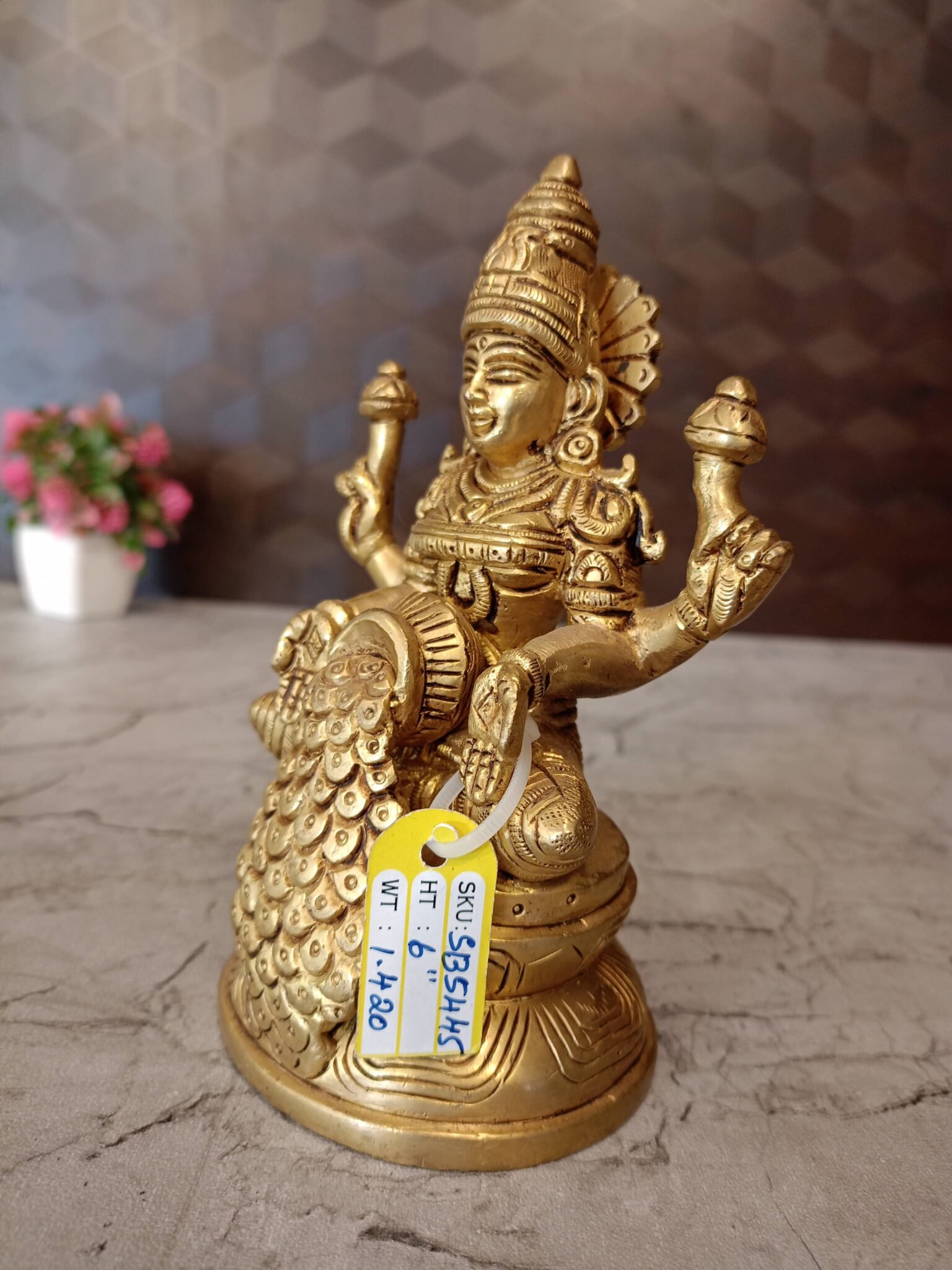 Buy Brass Mahalakshmi Idol 6″ Antique Showroom Trichy - Image 2