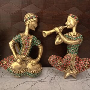Buy Brass Music Set With Stone Wall Mount 2 pcs Set / 8” Antique Showroom Trichy