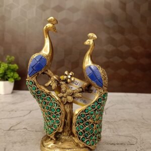 Buy Brass Stone Peacock Idol 7″ Antique Showroom Trichy