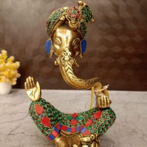 Buy Brass Turban Ganesha Stone Finish 10″ Antique Showroom Trichy