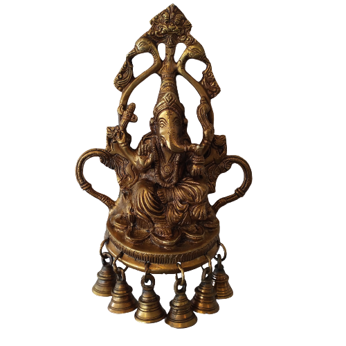 Buy Lord Ganesha on Lotus Wall Hanging With Bells Antique Showroom Trichy