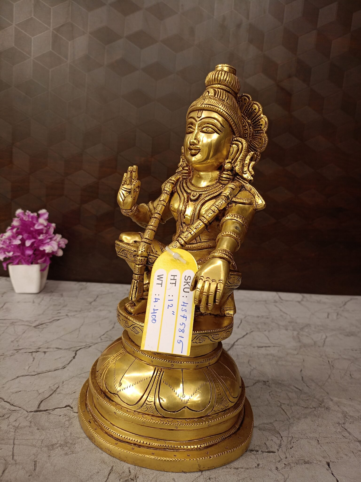 Buy Superfine Brass Ayyappan Statue For Pooja 12″ Antique Showroom Trichy - Image 3