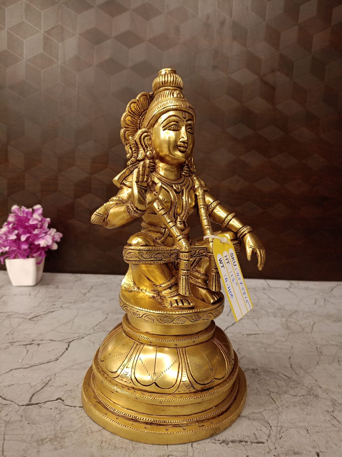 Buy Superfine Brass Ayyappan Statue For Pooja 12″ Antique Showroom Trichy - Image 4