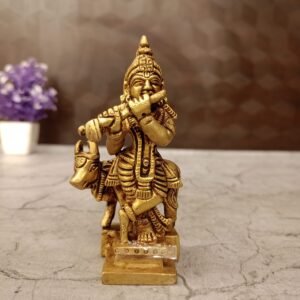 Buy Brass Fine Art Cow Krishna Statue 4″ Antique Showroom Trichy