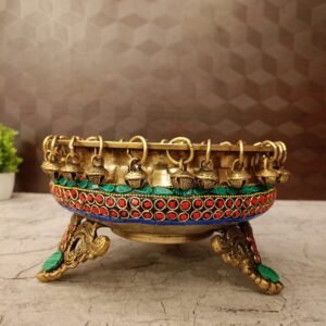Buy Brass Stone Uruli With Bells 4.5″ Antique Showroom Trichy