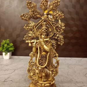 Buy Brass Tree Krishna Idol Decorative Showpiece- 12″ Antique Showroom Trichy