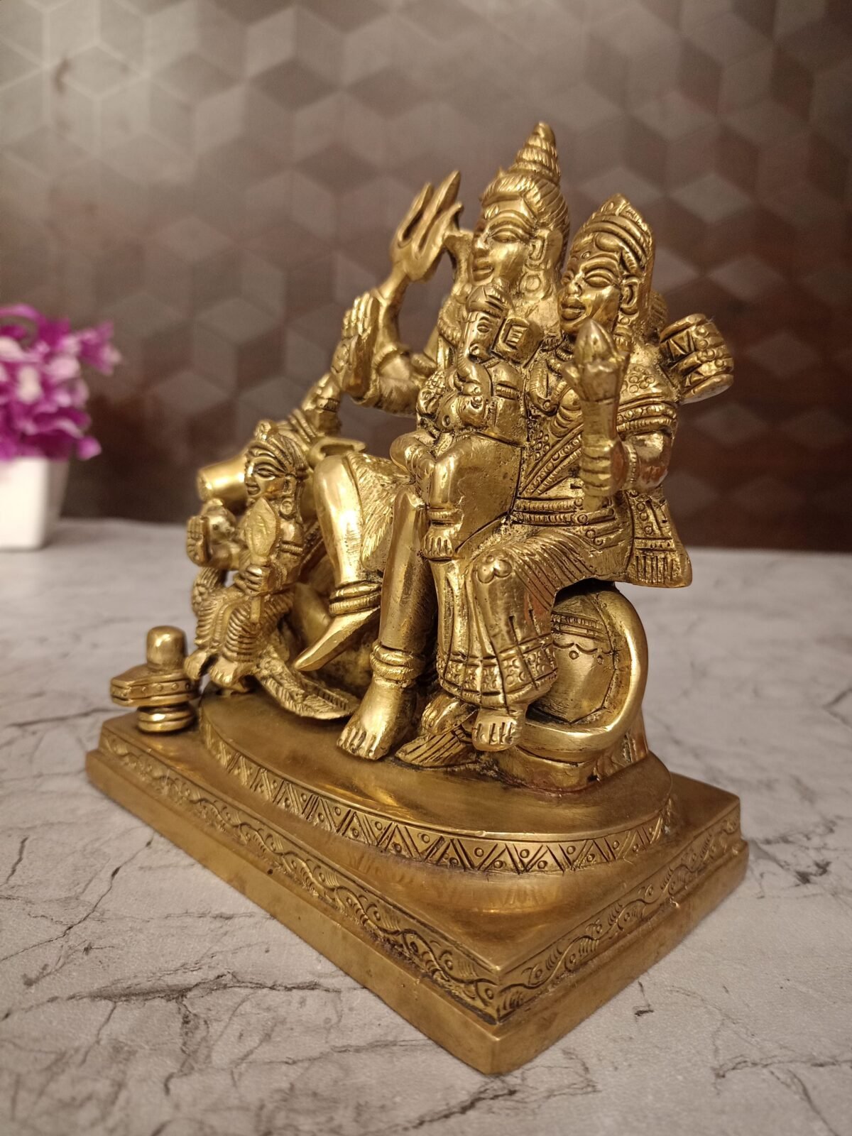 Buy Brass Shivan Family Statue on Nandhi Idol- 6″ Antique Showroom Trichy - Image 3