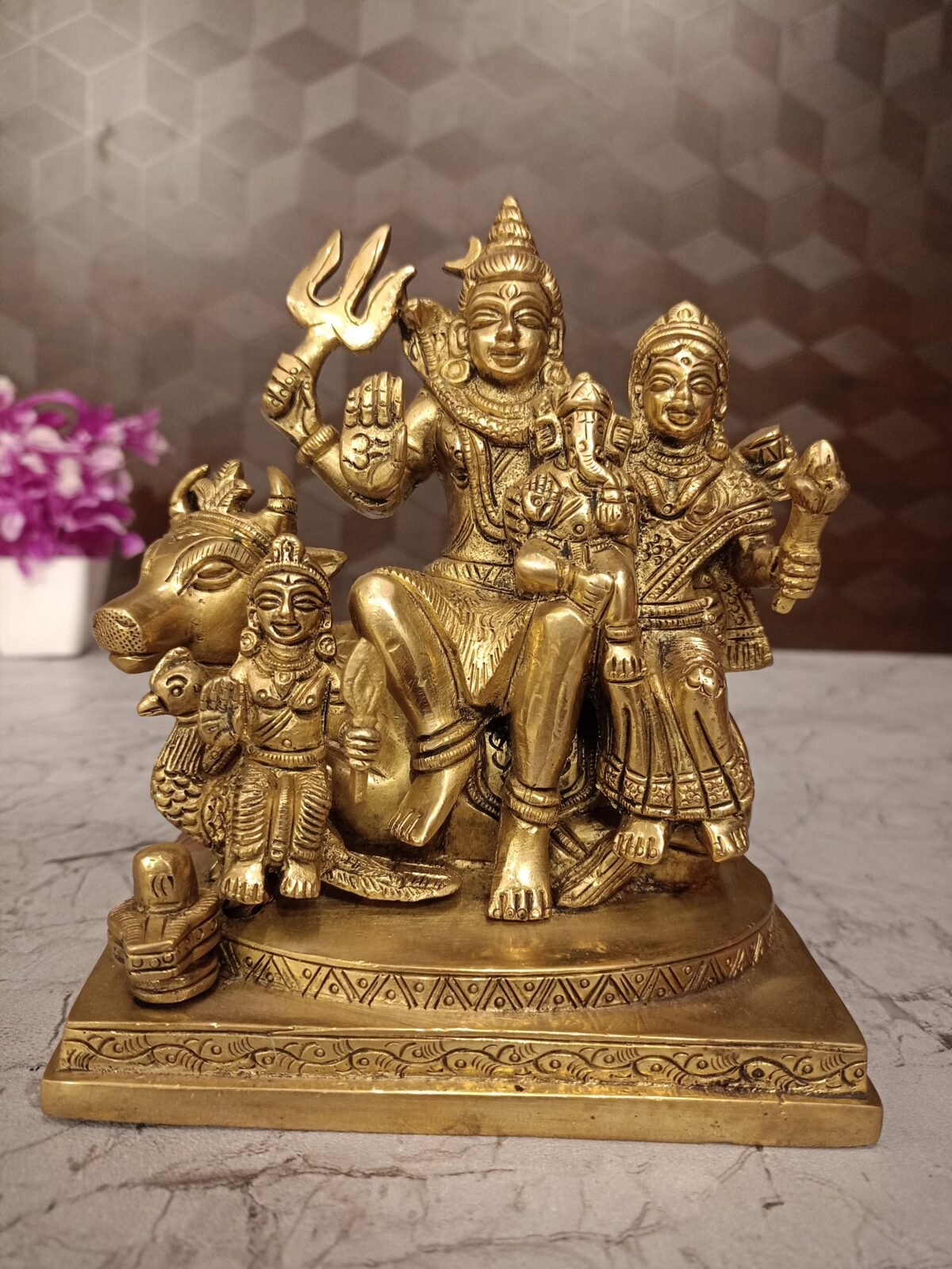 Buy Brass Shivan Family Statue on Nandhi Idol- 6″ Antique Showroom Trichy - Image 4