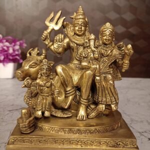 Buy Brass Shivan Family Statue on Nandhi Idol- 6″ Antique Showroom Trichy