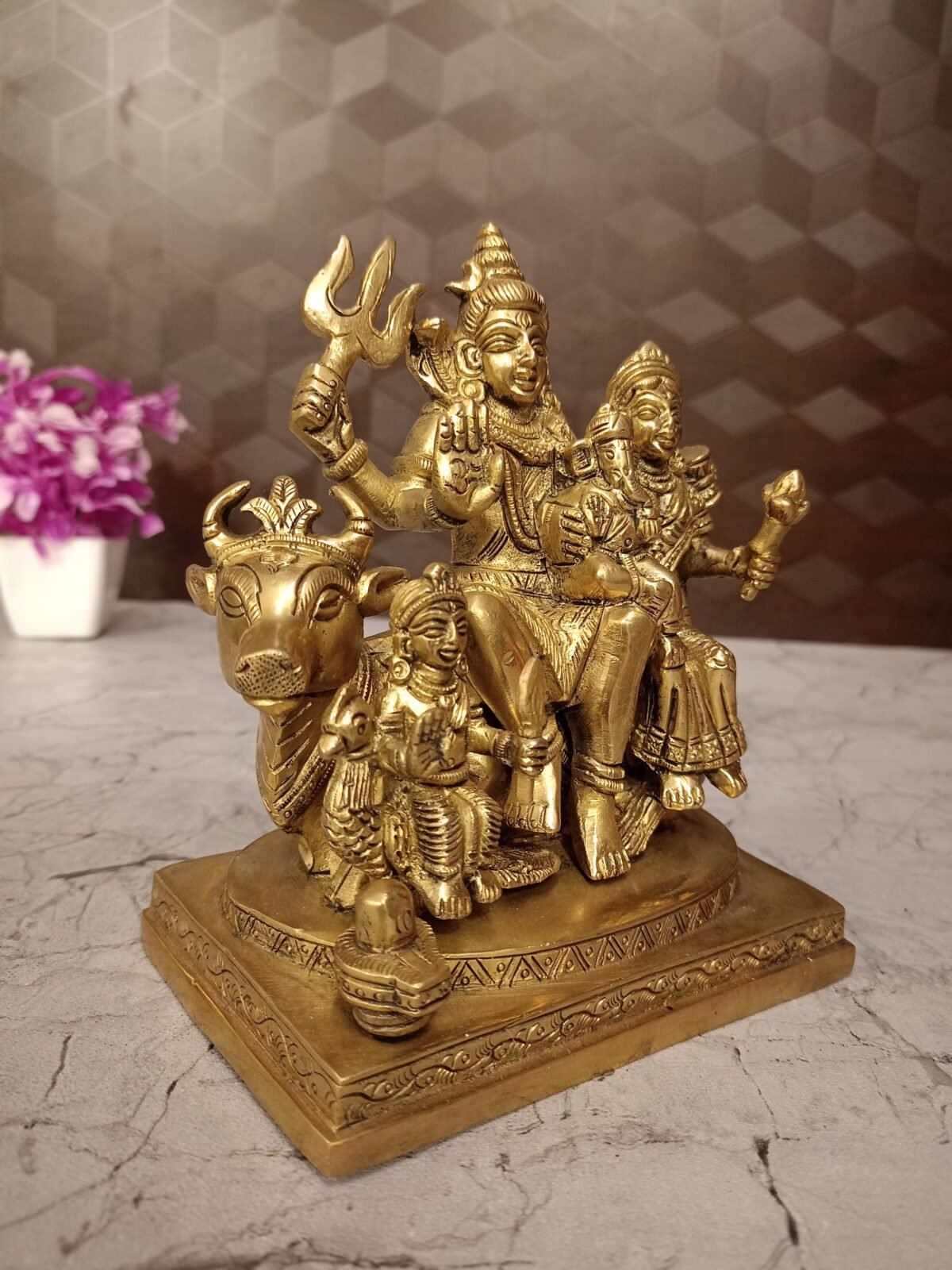 Buy Brass Shivan Family Statue on Nandhi Idol- 6″ Antique Showroom Trichy - Image 5