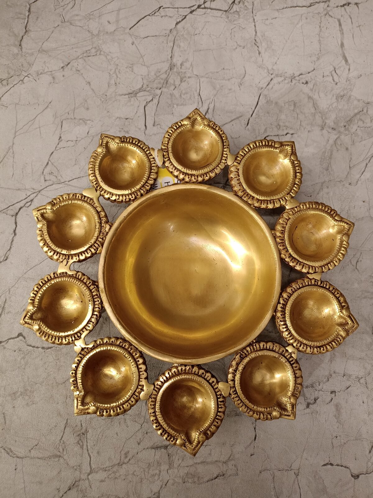Buy Brass Uruli With Diyas | Uruli Brass Decor Bowl For Home 2” Antique Showroom Trichy - Image 3
