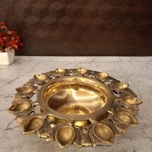 Buy Brass Uruli With Lotus Diya- 3″ Antique Showroom Trichy