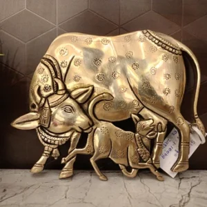 Buy Premium Brass Cow and Calf Wall Mount – 6 Inch Sacred Handcrafted Décor Antique Showroom Trichy