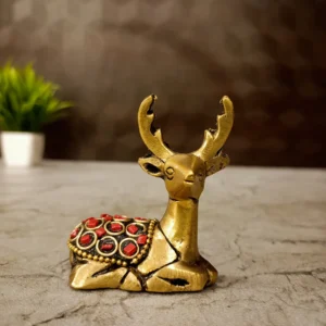 Buy Brass Stone Deer Idol – Premium Handcrafted Decorative Deer Sculpture for Home and Events Antique Showroom Trichy