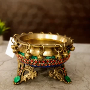 Buy Brass Uruli Bell Stone Finish – Premium Decor Piece for Sacred Spaces and Events Antique Showroom Trichy
