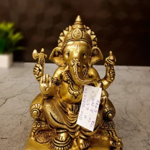 Buy Premium Brass Square Base Ganesha Idol | Lord Ganpati Murti for Home & Gifting Antique Showroom Trichy