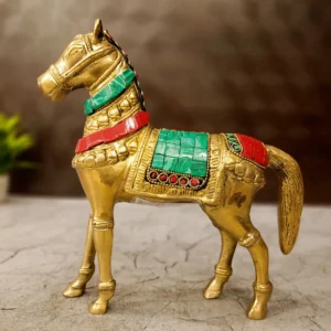 Buy Premium Brass Stone Horse Idol – Elegant Horse Figurine for Prosperity and Home Decor Antique Showroom Trichy